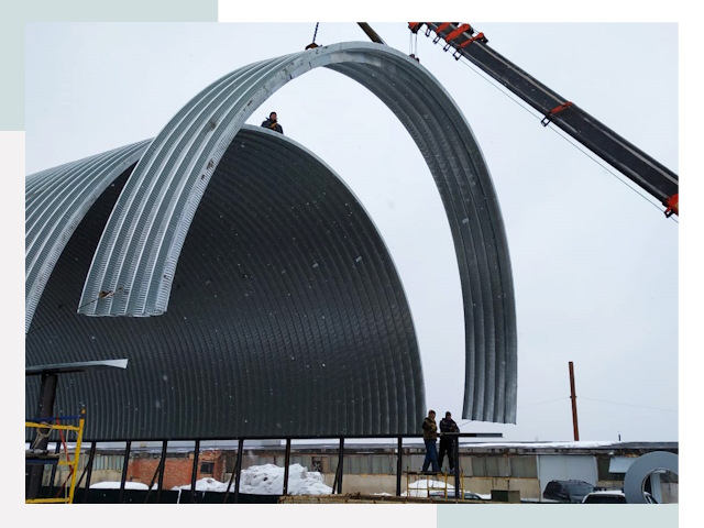 Полукруглые ангары в юбилейном