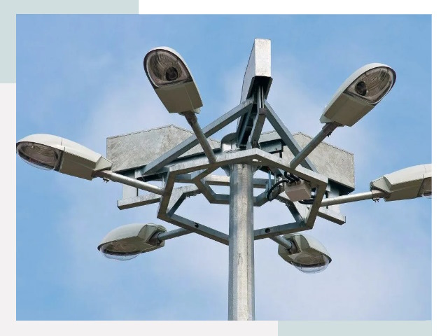 Монтаж осветительных мачт в юбилейном